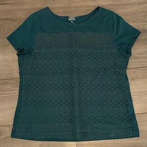 Croft & Barrow Women's Dark Green Textured Top